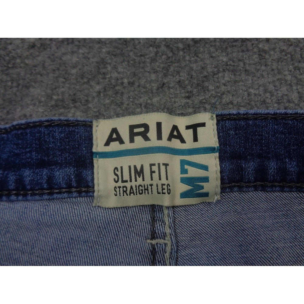 Ariat M7 Slim Fit Straight Leg Jeans Mens 35x35 Blue Denim Casual - Picture 8 of 13